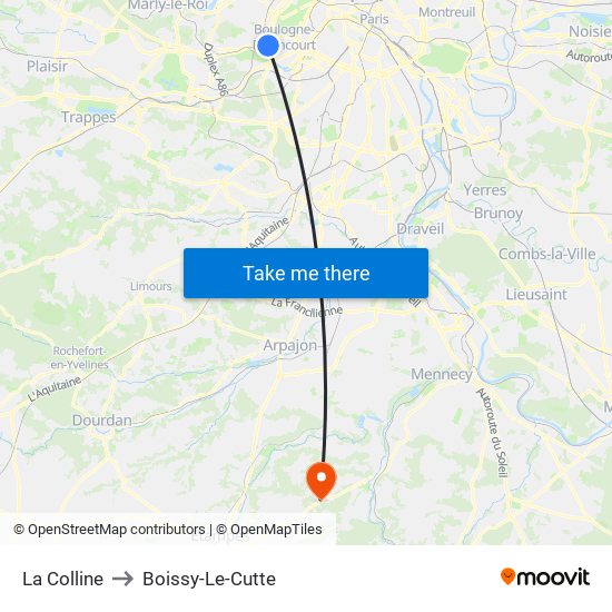 La Colline to Boissy-Le-Cutte map