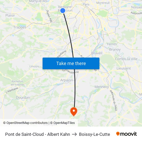 Pont de Saint-Cloud - Albert Kahn to Boissy-Le-Cutte map