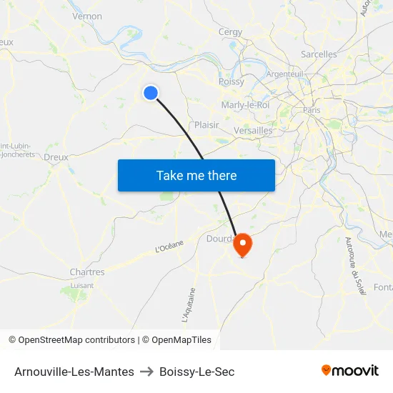 Arnouville-Les-Mantes to Boissy-Le-Sec map
