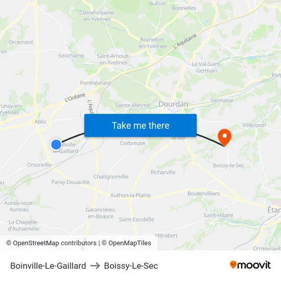 Boinville-Le-Gaillard to Boissy-Le-Sec map