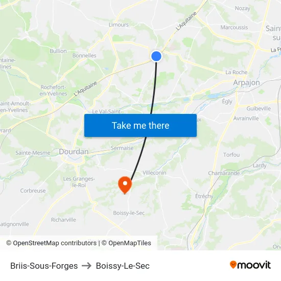 Briis-Sous-Forges to Boissy-Le-Sec map