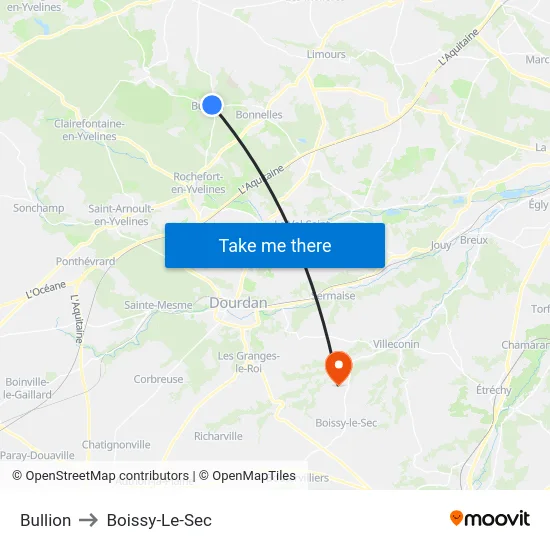 Bullion to Boissy-Le-Sec map