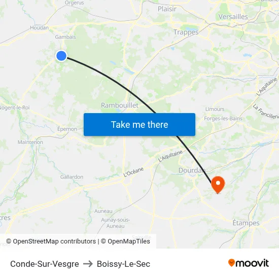 Conde-Sur-Vesgre to Boissy-Le-Sec map