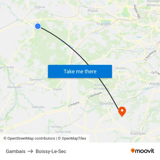 Gambais to Boissy-Le-Sec map