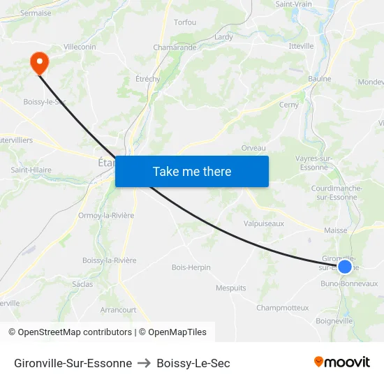 Gironville-Sur-Essonne to Boissy-Le-Sec map