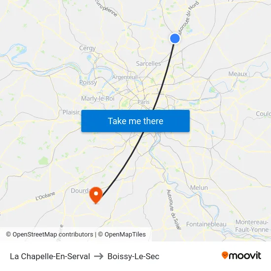 La Chapelle-En-Serval to Boissy-Le-Sec map