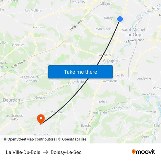 La Ville-Du-Bois to Boissy-Le-Sec map