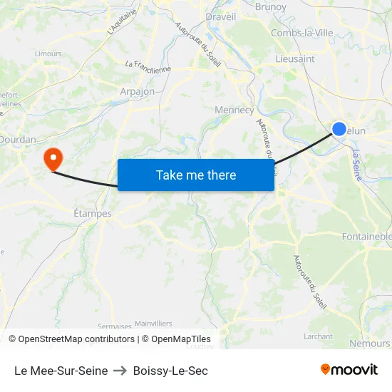 Le Mee-Sur-Seine to Boissy-Le-Sec map