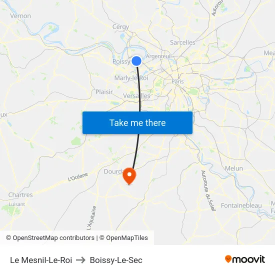 Le Mesnil-Le-Roi to Boissy-Le-Sec map