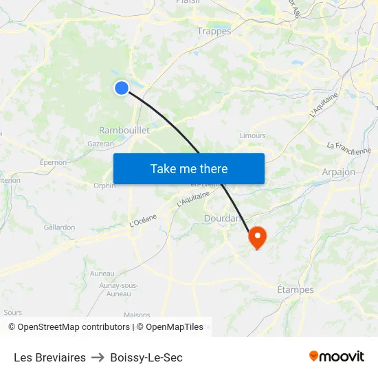 Les Breviaires to Boissy-Le-Sec map