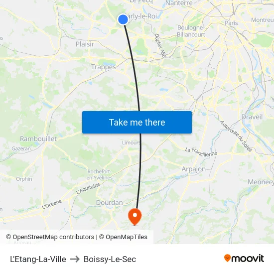 L'Etang-La-Ville to Boissy-Le-Sec map