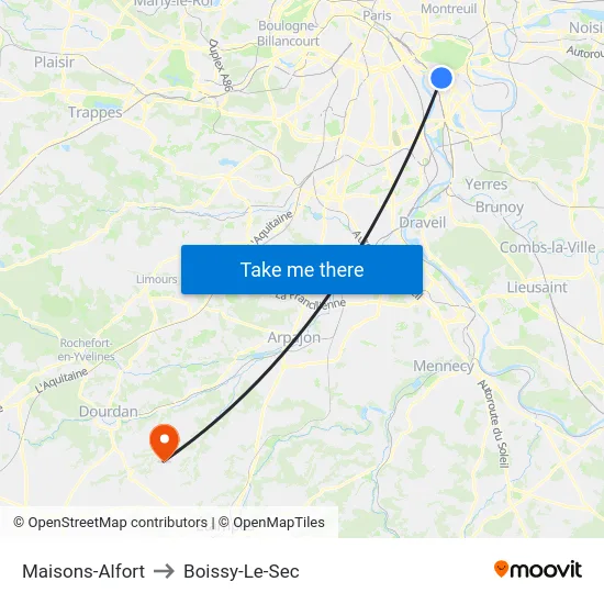 Maisons-Alfort to Boissy-Le-Sec map