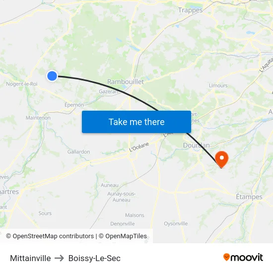 Mittainville to Boissy-Le-Sec map
