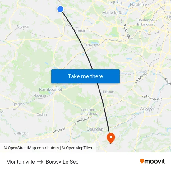 Montainville to Boissy-Le-Sec map