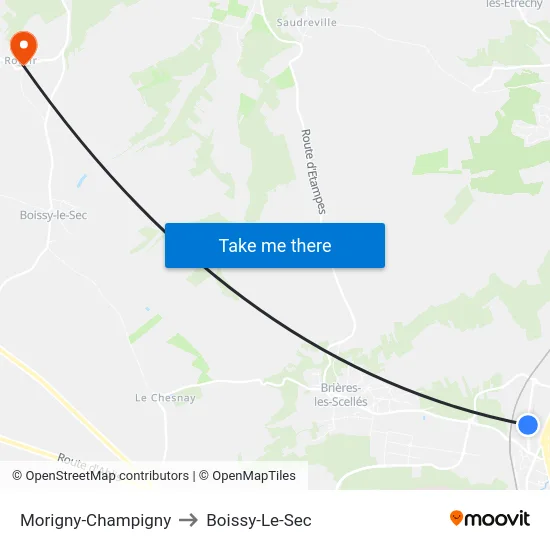 Morigny-Champigny to Boissy-Le-Sec map