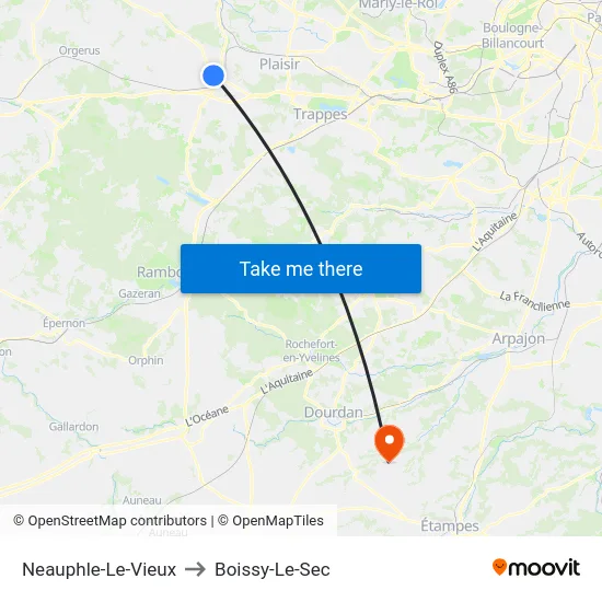 Neauphle-Le-Vieux to Boissy-Le-Sec map