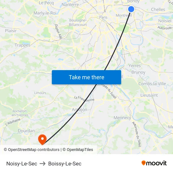 Noisy-Le-Sec to Boissy-Le-Sec map