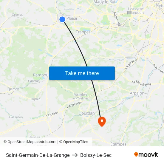 Saint-Germain-De-La-Grange to Boissy-Le-Sec map