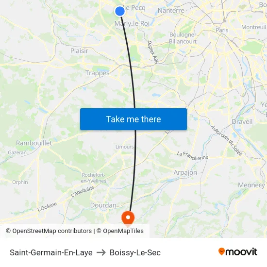 Saint-Germain-En-Laye to Boissy-Le-Sec map