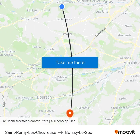 Saint-Remy-Les-Chevreuse to Boissy-Le-Sec map