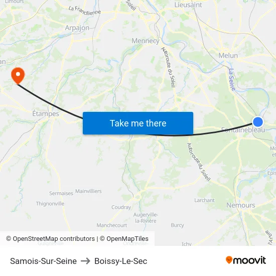 Samois-Sur-Seine to Boissy-Le-Sec map