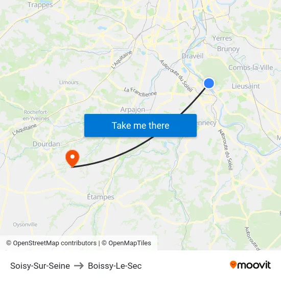 Soisy-Sur-Seine to Boissy-Le-Sec map