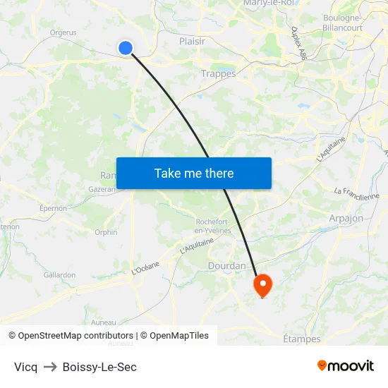 Vicq to Boissy-Le-Sec map