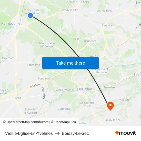 Vieille-Eglise-En-Yvelines to Boissy-Le-Sec map