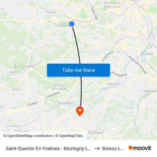 Saint-Quentin En Yvelines - Montigny-Le-Bretonneux to Boissy-Le-Sec map