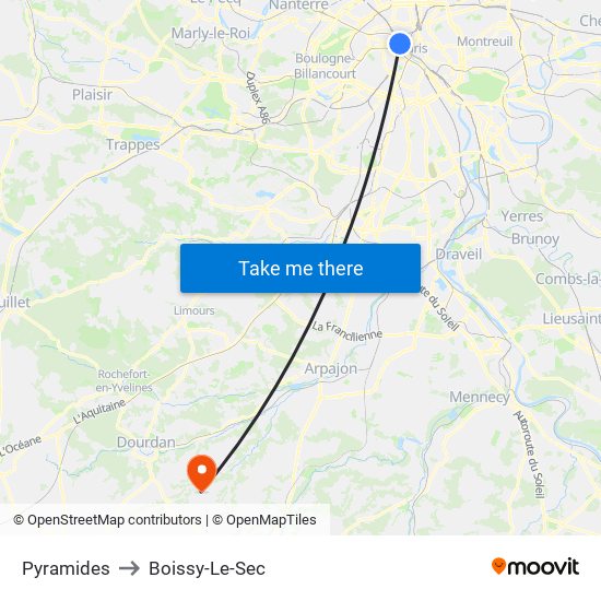 Pyramides to Boissy-Le-Sec map