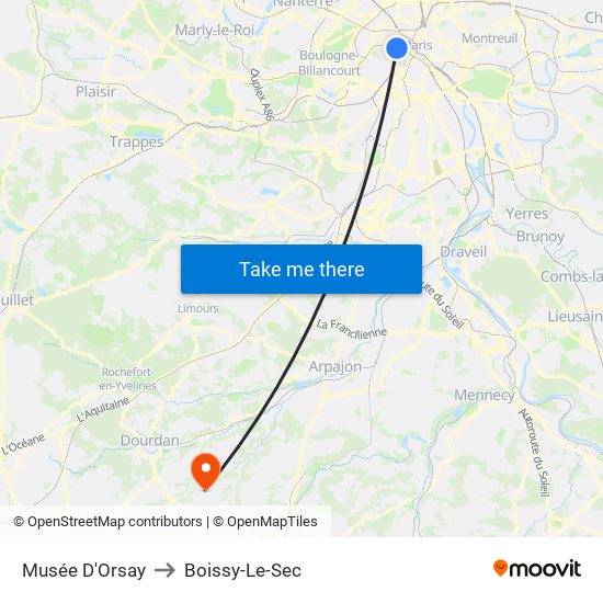 Musée D'Orsay to Boissy-Le-Sec map