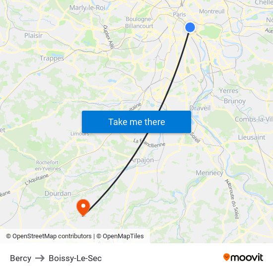 Bercy to Boissy-Le-Sec map