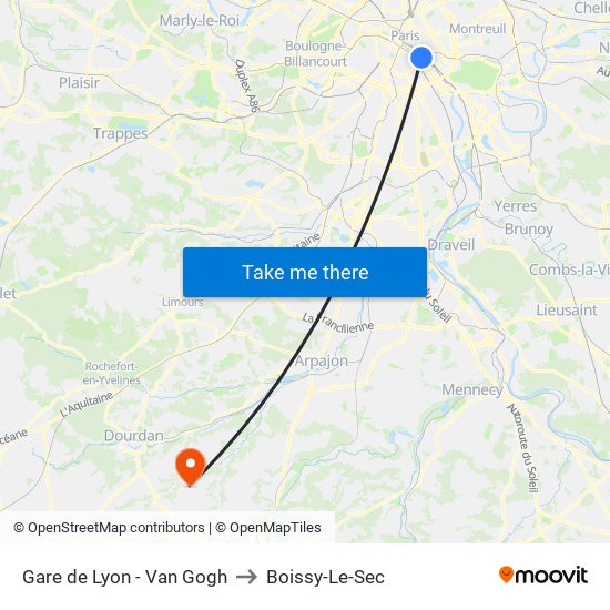 Gare de Lyon - Van Gogh to Boissy-Le-Sec map