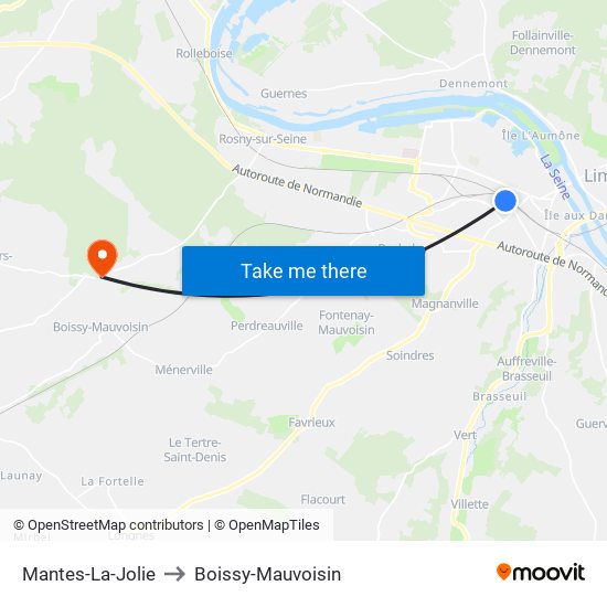 Mantes-La-Jolie to Boissy-Mauvoisin map