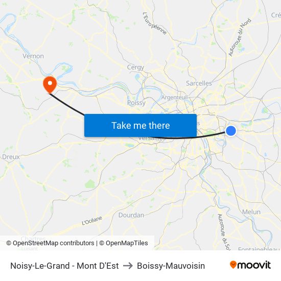 Noisy-Le-Grand - Mont D'Est to Boissy-Mauvoisin map
