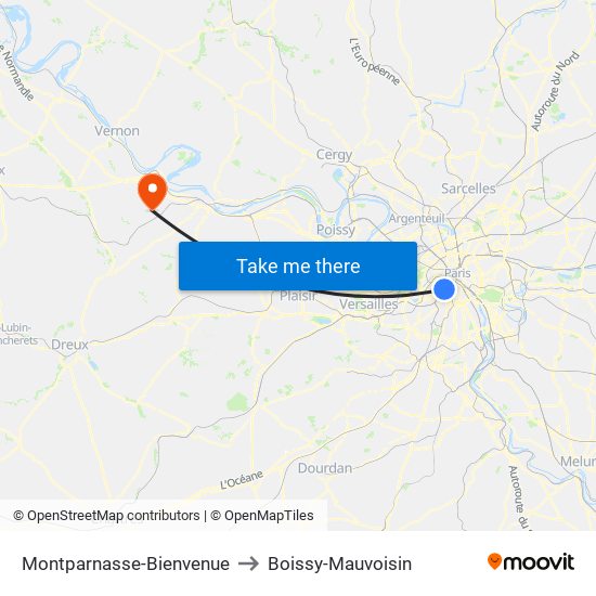 Montparnasse-Bienvenue to Boissy-Mauvoisin map