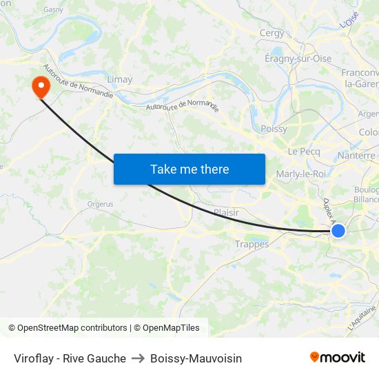 Viroflay - Rive Gauche to Boissy-Mauvoisin map