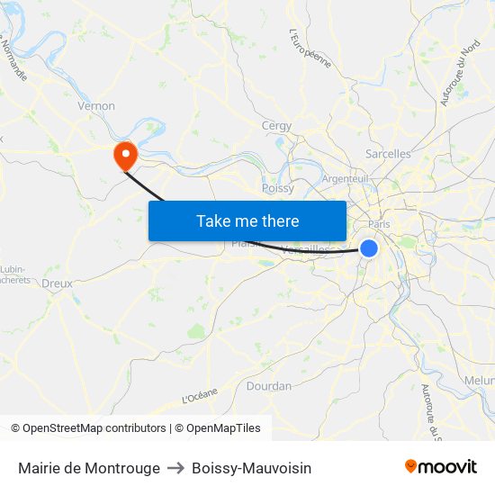 Mairie de Montrouge to Boissy-Mauvoisin map