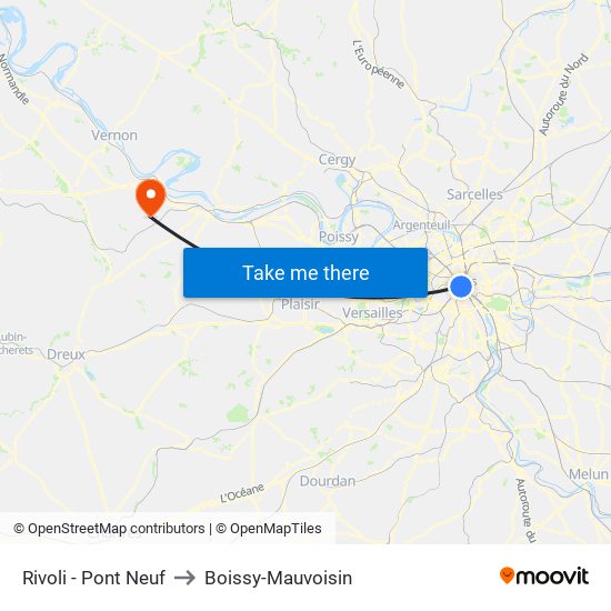 Rivoli - Pont Neuf to Boissy-Mauvoisin map