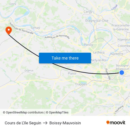 Cours de L'Ile Seguin to Boissy-Mauvoisin map