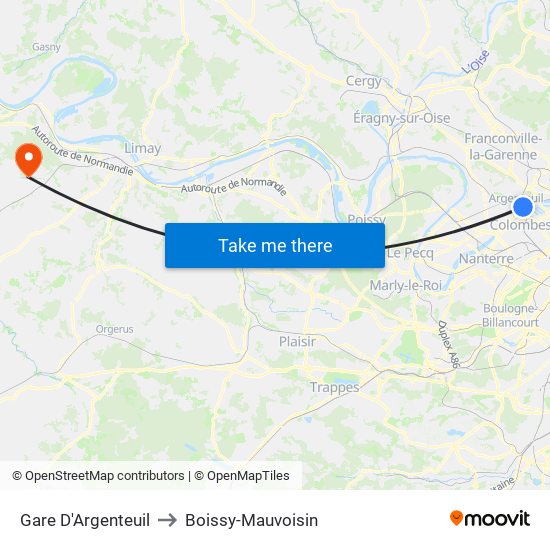 Gare D'Argenteuil to Boissy-Mauvoisin map