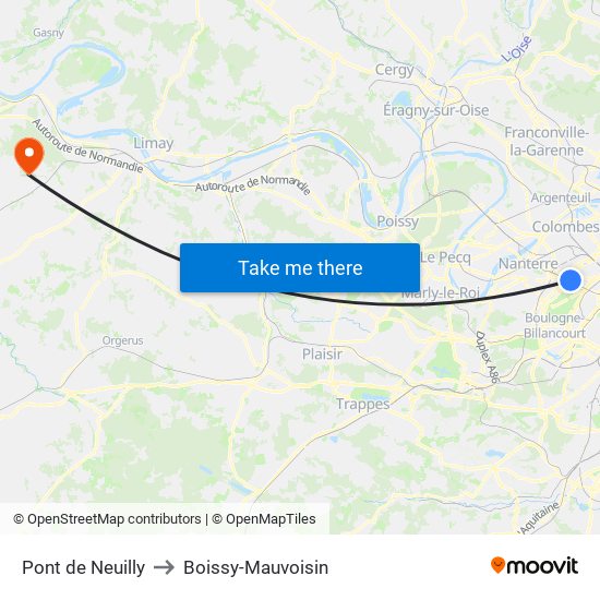 Pont de Neuilly to Boissy-Mauvoisin map