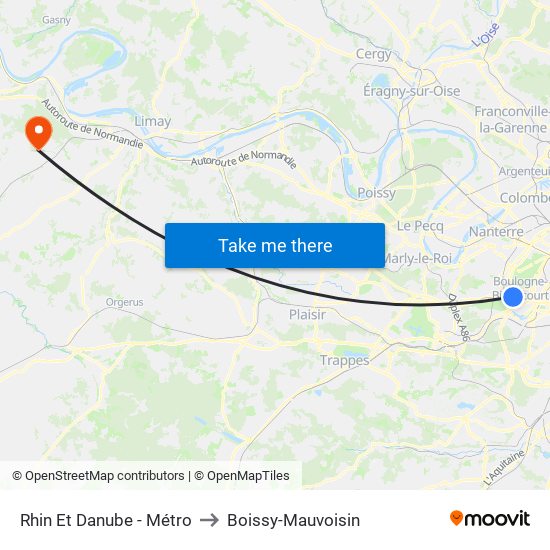 Rhin Et Danube - Métro to Boissy-Mauvoisin map