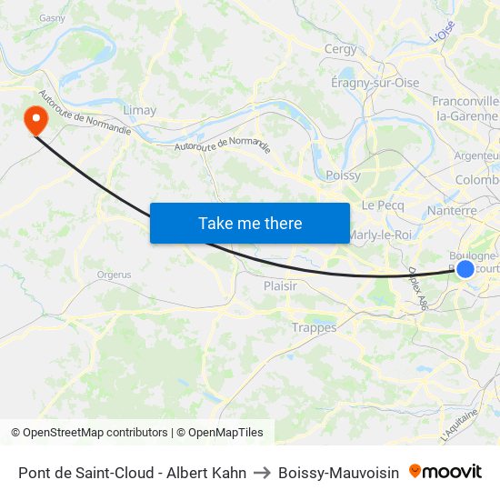 Pont de Saint-Cloud - Albert Kahn to Boissy-Mauvoisin map