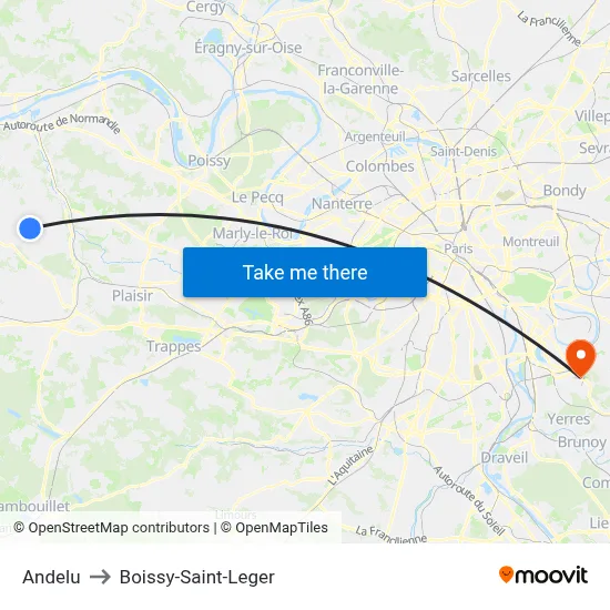 Andelu to Boissy-Saint-Leger map
