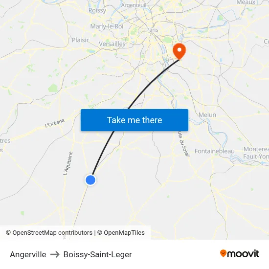 Angerville to Boissy-Saint-Leger map