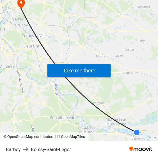 Barbey to Boissy-Saint-Leger map