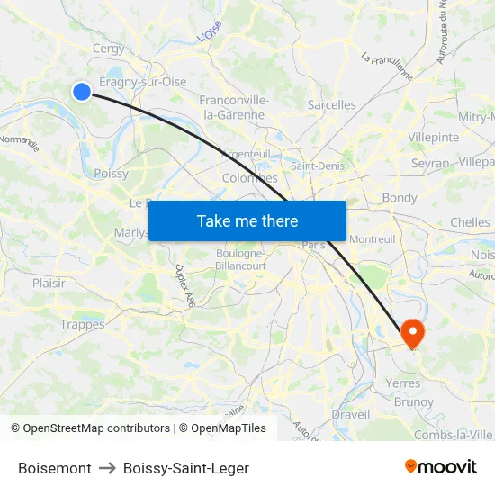 Boisemont to Boissy-Saint-Leger map