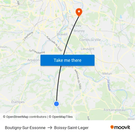 Boutigny-Sur-Essonne to Boissy-Saint-Leger map