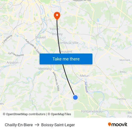 Chailly-En-Biere to Boissy-Saint-Leger map